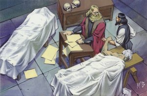 Leonardo Da Vinci Investigating Human Anatomy Using Corpses of Men Who Died in Hospital