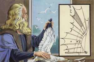 Leonardo Da Vinci Studying Birds to Discover How a Man Could Fly