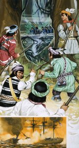 Seminole Indians battle the American soldiers in the swamps