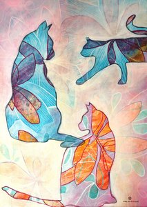 Whimsical Floral Cats