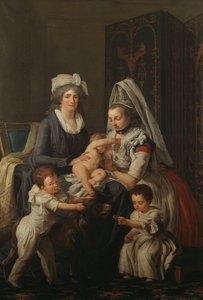 Portrait of a Lady, in an Interior with her Nurse and Three Children
