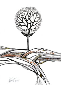 Stylized Bare Tree Landscape
