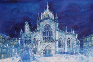 St Giles at Night by Ann Oram