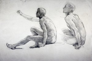 Two Studies of a Seated Male Nude by Anna Lea Merritt