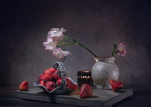 Rustic Strawberry Still Life by Anna Qu
