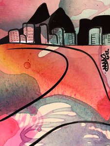 Vibrant Cityscape Path by Anna Viklund