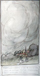 Aquarillo looked down and could see lots of little people scurrying about down on the earth by Anne Anderson