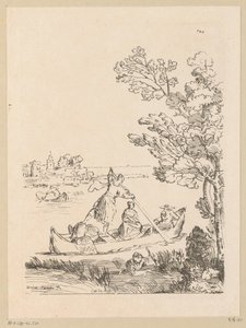 River Landscape with a Boat Rowed by a Woman, Cabinet du Roy (series title on object)