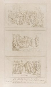 Three Separate Studies for the Miracles of the Loaves, Showing Christ Standing, ca. 1729-40 by Anne Claude Philippe de Caylus