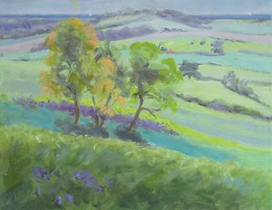 Towards Winchelsea, Sussex, with Bluebells in Spring by Anne Durham