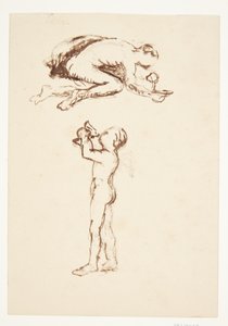 Study Sheet with Kneeling Man and Standing Boy by Anne Marie Carl Nielsen