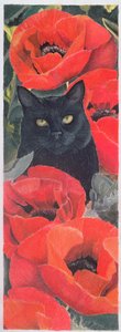 Black Cat with Poppies by Anne Robinson