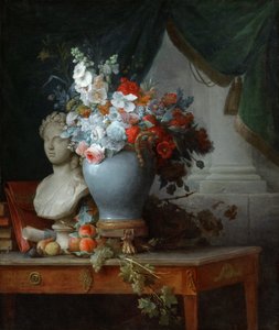 Vase of Flowers with a Bust of Flora by Anne Vallayer-Coster