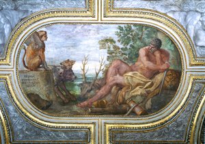 Hercules and the Sphinx with Cerberus, from the 
