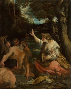 Latona and the Lycian Peasants Latona Protecting her Children by Annibale Carracci