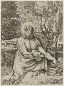 Saint Jerome in the Wilderness, c.1591 (etching with engraving on laid paper)