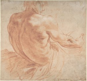Seated Youth Facing Right, Seen from the Back by Annibale Carracci