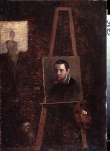 Self Portrait at the Easel by Annibale Carracci