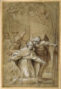 St Gregory attended by angels praying for souls in Purgatory by Annibale Carracci