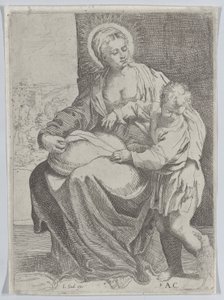 The Virgin Seated Holding a Pillow on Her Lap with the Young Christ Standing at Right, 1580-1600 by Annibale Carracci