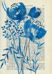 Blue Watercolor Botanicals by Annick