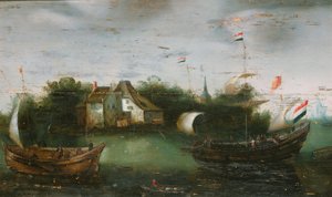 A Ship Sailing on an Inland Waterway