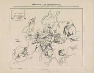 Visual War Scene / Map of Europe in 1859 by Anonymous