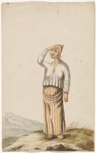 Albino Woman with Hand Over Eyes by Anonymous