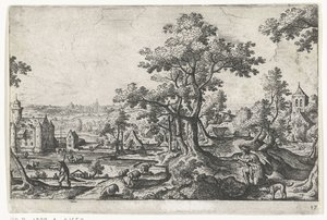 Apollo Killing Coronis (Landscapes with Mythological and Biblical Representations series) by Anonymous