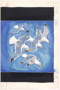 Design with Five Flying Seagulls by Anonymous
