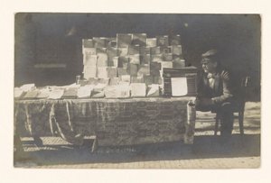 Bookseller Frederik Coster Next to His Bookstall at Hofplein in Alkmaar (The Bookstall)
