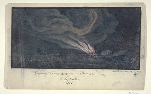 Fire in a Landscape in Central Java, 1825 by Anonymous