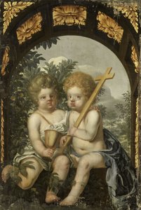 Christian Allegory with Two Children with Cross and Chalice by Anonymous
