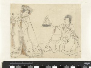 Courtesan and Nobleman with Dolls by Anonymous