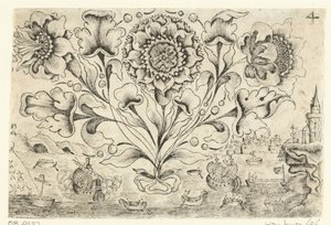 Three Flowers and Four Leaves by Anonymous