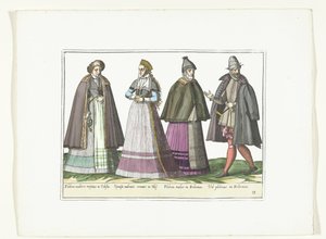 Three Women and a Man Dressed in German Fashion, circa 1580