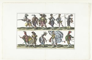 Double Plate with Eleven Armed Citizens in Uniform According to the Fashion in Antwerp, ca. 1580 by Anonymous