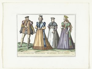 A Man and Three Women Dressed in German Fashion in Danzig, ca. 1580