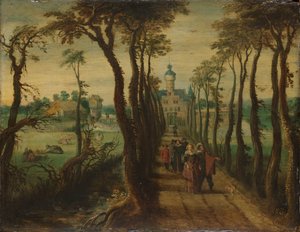 Elegant Company on a Causeway Leading towards a Country-House
