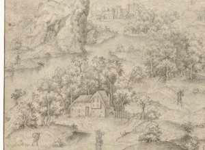 Fantasy Landscape with a Steep Rock by Anonymous