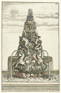 Fountain in the Shape of a Pyramid (Architectura Curiosa Nova) by Anonymous