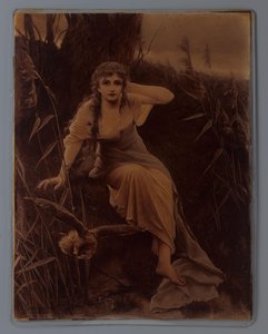 Photo Reproduction of a Painting of a Young Woman with Owl after Cuno von Bodenhausen by Anonymous