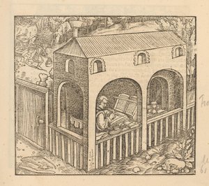 Francesco Petrarca Writing in His House by Anonymous
