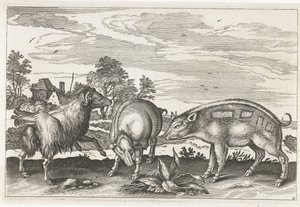 Goat and Pigs by Anonymous