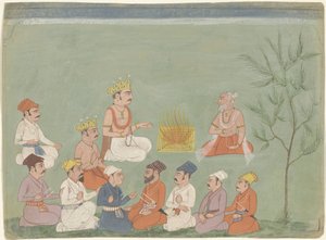 Company with Two Princes by a Campfire by Anonymous
