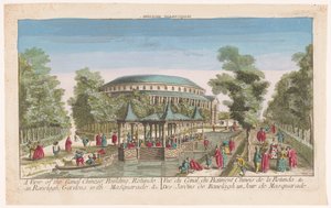 View of the Rotunda and the Chinese Pavilion on the Canal in Ranelagh Gardens, London, with a Masquerade