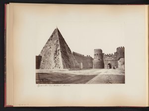 View of the Pyramid of Caius Cestius and Porta Ostiense in Rome, Italy by Anonymous
