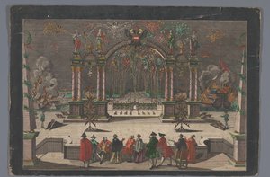 View of Fireworks and a Triumphal Arch with a Two-Headed Eagle and the Name of Joseph II, German Emperor by Anonymous