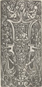 In the Middle a Satyr Sits on a Man with a Large Mask (series title) by Anonymous