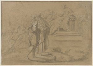Young Man Giving a Chalice to a Woman on a Throne